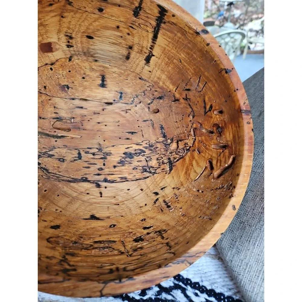 Spalted Wood Bowl Hand Turned‎ 10.5